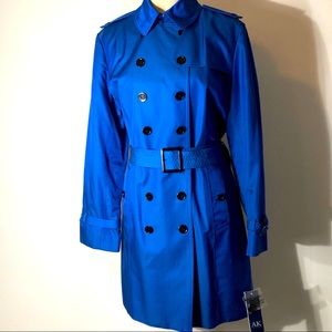 Anne Klein blue lake double breasted trench coat